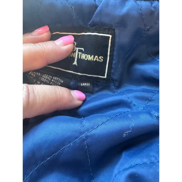 Vtg 90s Brandon Thomas Denim Duffle Toggle Coat Size L - Picture 13 of 14